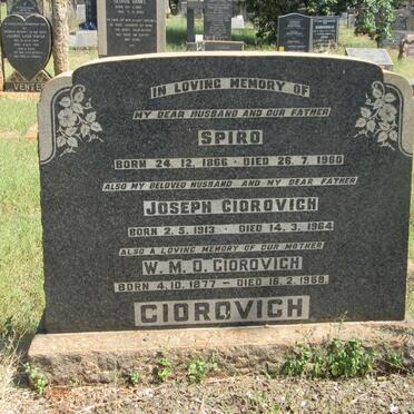 CIOROVICH Spiro 1866-1960 &amp; W.M.O. 1877-1968 :: CIOROVICH Joseph 1913-1964