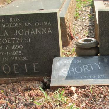 CLOETE Dirk Ryk 1884-1972 &amp; Petronella Johanna COETZEE 1890-1975 :: CLOETE Shorty 1926-1977