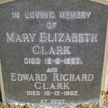 CLARK Edward Richard -1962 &amp; Mary Elizabeth -1962