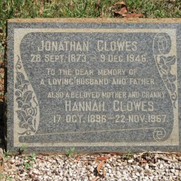 CLOWES Jonathan 1873-1946 &amp; Hannah 1896-1967