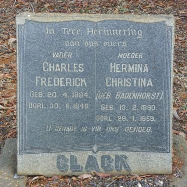 CLACK Charles Frederick 1884-1948 &amp; Hermina Christina BADENHORST 1890-1959