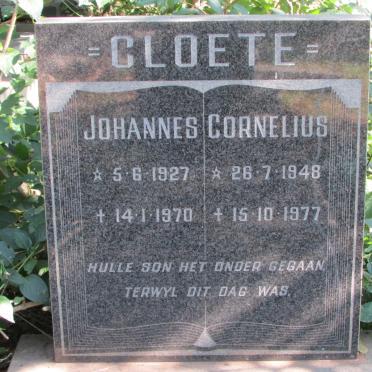 CLOETE Johannes 1927-1970 :: CLOETE Cornelius 1948-1977