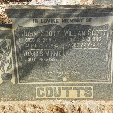 COUTTS John Scott -1947 &amp; Francis Minnie -1958 :: COUTTS William Scott -1946