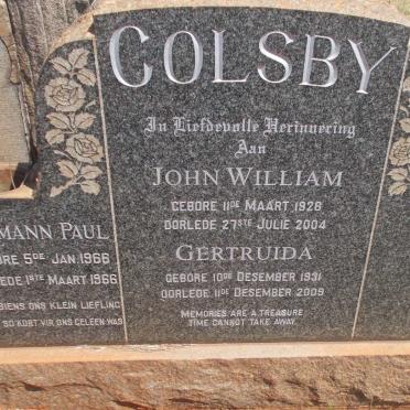 COLSBY John William 1926-2004 &amp; Gertruida 1931-2009 :: COLSBY Hermann Paul 1966-1966