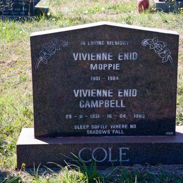 COLE Vivienne Enid 1901-1984 :: CAMPBELL Vivienne Enid 1931-1989