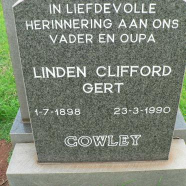COWLEY Linden Clifford Gert 1898-1990