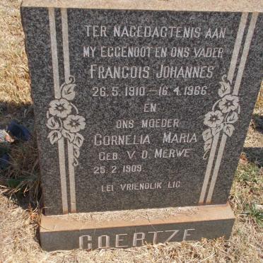 COERTZE Francois Johannes 1910-1966 &amp; Cornelia Maria V.D. MERWE 1909-