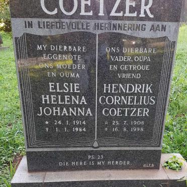 COETZER Hendrik Cornelius 1908-1998 &amp; Elsie Helena Johanna 1914-1984