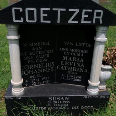 COETZER Cornelius Johannes 1932-1988 &amp; Maria Levina Cathrina 1936-2006 :: COETZER Susan 1955-2004