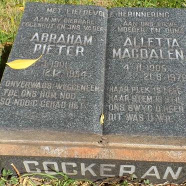 COCKERAN Abraham Pieter 1901-1954 &amp; Alletta Magdalena 1905-1976