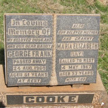 COOKE George Frank -1960 &amp; Maria Elizabeth -1967