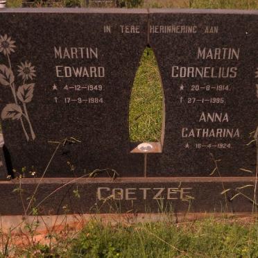 COETZEE Martin Cornelius 1914-1985 &amp; Anna Catharina 1924- :: COETZEE Martin Edward 1949-1984