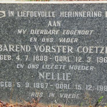 COETZEE Barend Vorster 1888-1960 &amp; Nellie 1887-1986