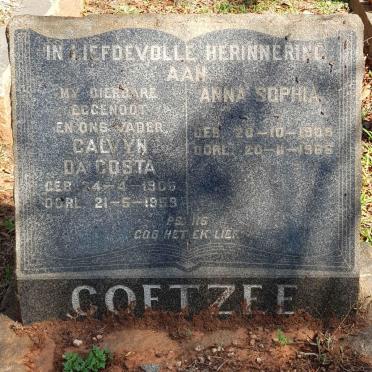COETZEE Calvyn da Costa 1906-1959 &amp; Anna Sophia 1905-1966