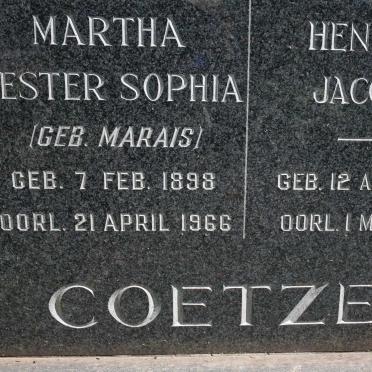 COETZEE Hendrik Jacobus 1891-1974 &amp; Martha Hester Sophia MARAIS 1898-1966