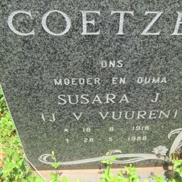 COETZEE Susara J. nee J. VAN VUUREN 1918-1988