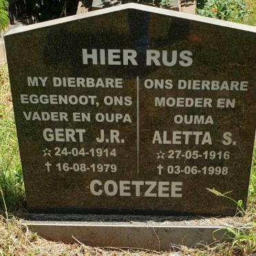 COETZEE Gert J.R. 1914-1979 &amp; Aletta S. 1916-1998