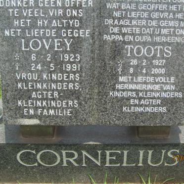 CORNELIUS Lovey 1923-1991 &amp; Toots 1927-2000
