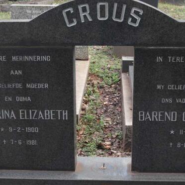 CROUS Barend Christiaan 1895-1972 &amp; Catharina Elizabeth 1900-1981