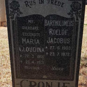 CRONJE Bartholomeus Roelof Jacobus 1903-1972 &amp; Maria Gloudina 1896-1971