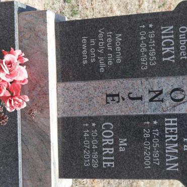 CRONJE Herman 1917-2001 &amp; Corrie 1929-2013 :: CRONJE Nicky 1953-1973