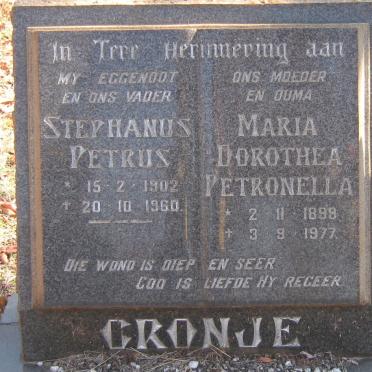 CRONJE Stephanus Petrus 1902-1960 &amp; Maria Dorothea Petronella 1899-1977