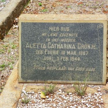 CRONJE Aletta Catharina nee FOURIE 1887-1944