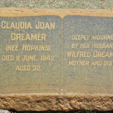 CREAMER Claudia Joan nee HOPKINS - 1942