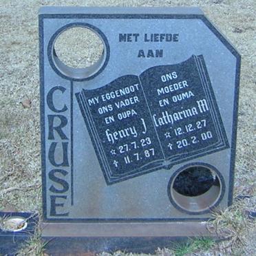 CRUSE Henry J. 1923-1987 &amp; Catharina M. 1927-2000