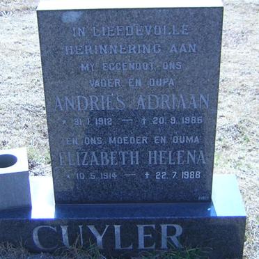 CUYLER Andries Adriaan 1912-1986 &amp; Elizabeth Helena 1914-1988