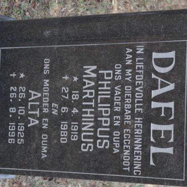 DAFEL Philippus Marthinus 1919-1980 &amp; Alta 1925-1996