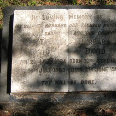 DAVID Edgar Thomas 1894-1953 &amp; Barbara 1902-1962
