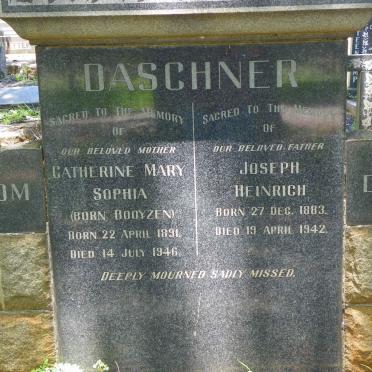 DASCHNER Joseph Heinrich 1883-1942 &amp; Catherine Mary Sophia BOOYZEN 1891-1946