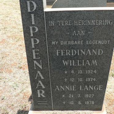 DIPPENAAR Ferdinand William 1924-1974 &amp; Annie Lange 1927-1978