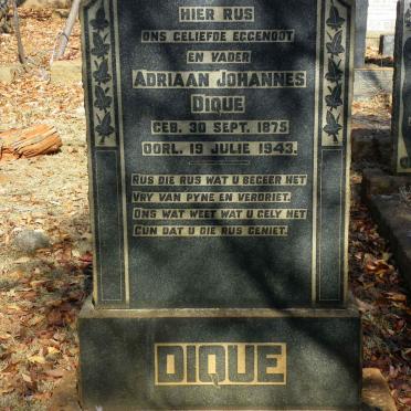 DIQUE Adriaan Johannes 1875-1943