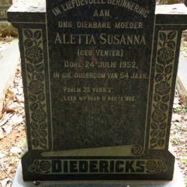DIEDERICKS Aletta Susanna nee VENTER -1952