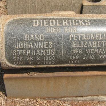 DIEDERICKS Bard Johannes Stephanus 1886-1969 &amp; Petronella Elizabeth NIEMANN 1887-