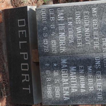 DELPORT Jan Hendrik 1909-1978 &amp; Martha Magdalena 1910-1989