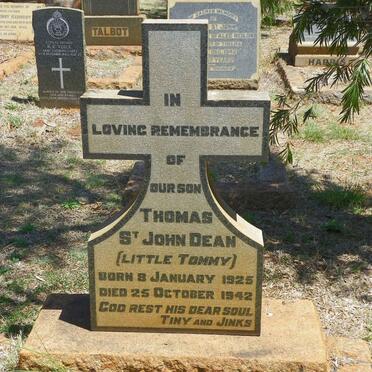 DEAN Thomas, St JOHN 1925-1942