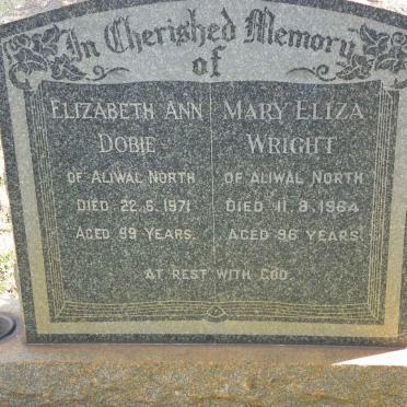 DOBIE Elizabeth Ann -1971 :: WRIGHT Mary Eliza -1964
