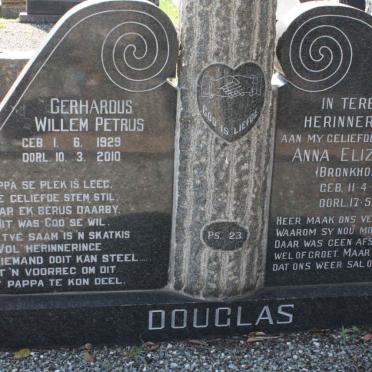 DOUGLAS Gerhardus Willem Petrus 1929-2010 &amp; Anna Elizabeth BRONKHORST 1938-1967