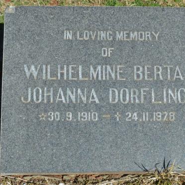 DORFLING Wilhelmine Berta Johanna 1910-1978