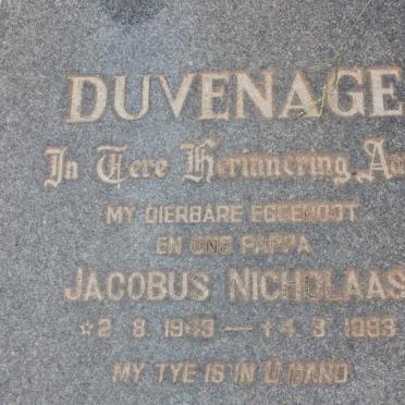 DUVENAGE Jacobus Nicholaas 1943-1983