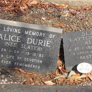 DURIE Alice nee SLATER 1909-1983 :: SLATER Layton Ernest Alfred 1916-1984