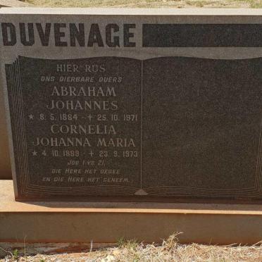 DUVENAGE Abraham Johannes 1884-1971 &amp; Cornelia Johanna Maria 1889-1973