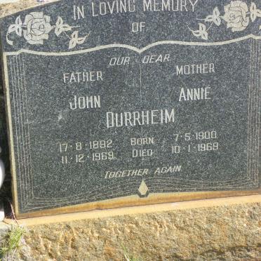 DURRHEIM John 1892-1969 &amp; Annie 1900-1969