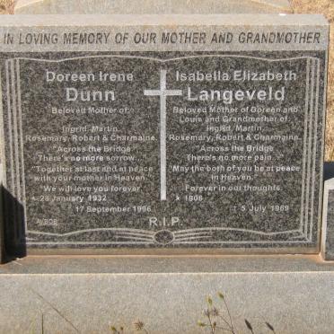 DUNN Doreen Irene 1932-1996 :: LANGEVELD Isabella Elizabeth 1906-1969