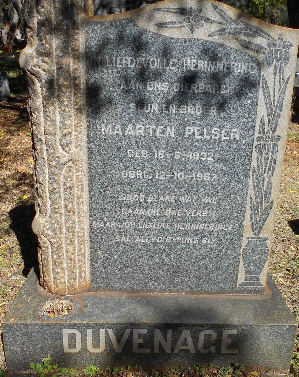 DUVENAGE Maarten Pelser 1932-1957