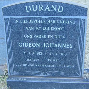 DURAND Gideon Johannes 1913-1985