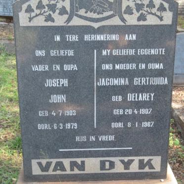 DYK Joseph John, van 1903-1979 &amp; Jacomina Gertruida DELAREY 1907-1967